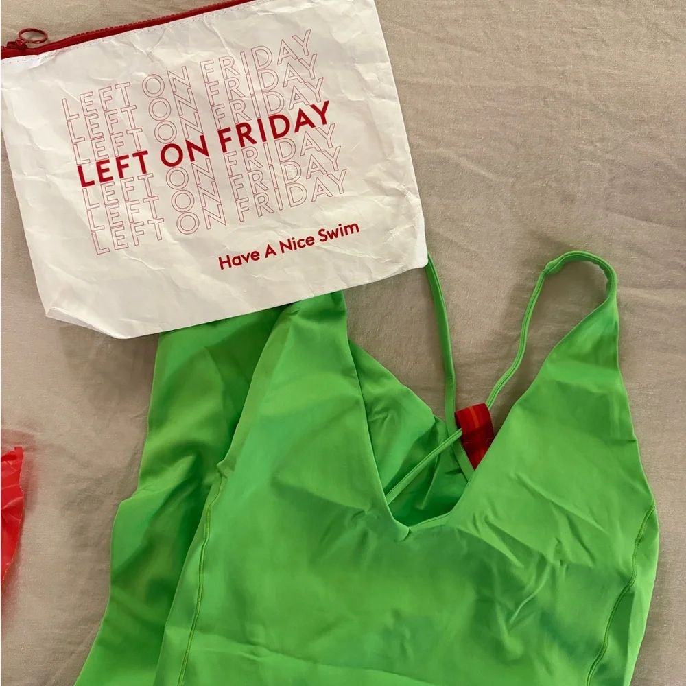 Left on Friday Weekender Suit Neon Green One-Piece Swimsuit Large Tall NWOT - Picture 7 of 7